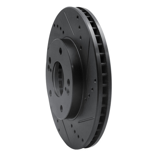 R1 01-03 Hyundai XG350 Front Right Drilled & Slotted Black Brake Rotor