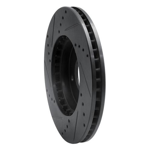 R1 01-03 Hyundai XG350 Front Right Drilled & Slotted Black Brake Rotor