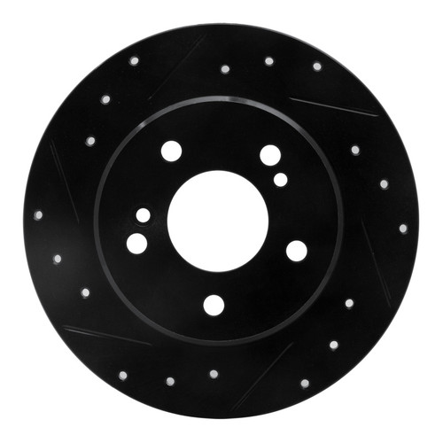 R1 01-03 Hyundai XG350 Front Left Drilled & Slotted Black Brake Rotor