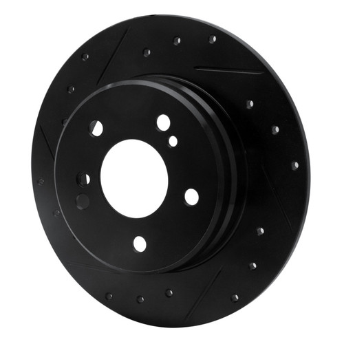 R1 01-03 Hyundai XG350 Front Left Drilled & Slotted Black Brake Rotor