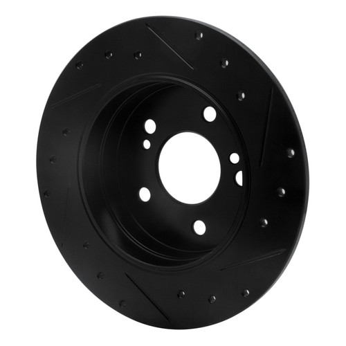 R1 01-03 Hyundai XG350 Front Left Drilled & Slotted Black Brake Rotor