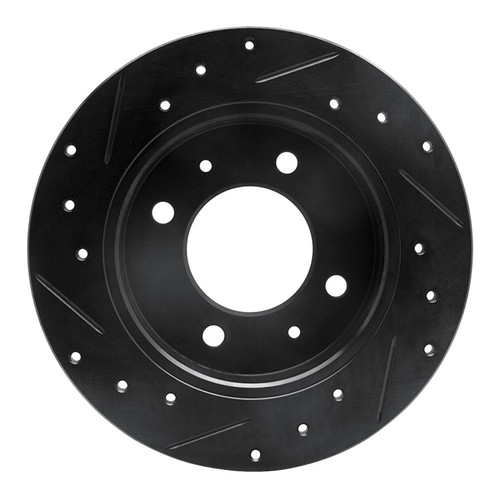 R1 97-06 Hyundai Tiburon Rear Right Drilled & Slotted Black Brake Rotor