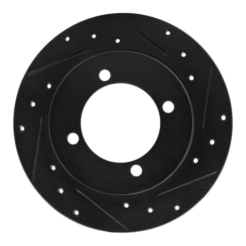 R1 94-96 Hyundai Elantra Rear Right Drilled & Slotted Black Brake Rotor