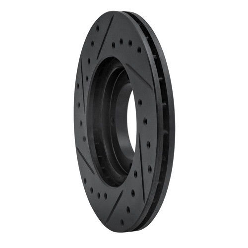 R1 87-99 Hyundai Excel Front Right Drilled & Slotted Black Brake Rotor