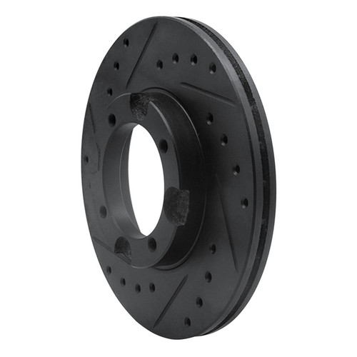 R1 87-99 Hyundai SCoupe Front Left Drilled & Slotted Black Brake Rotor