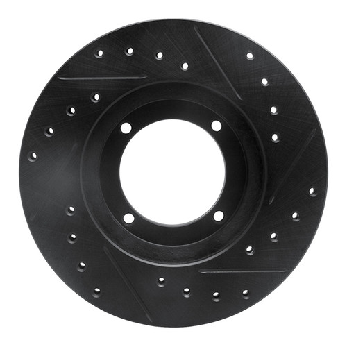 R1 87-99 Hyundai SCoupe Front Left Drilled & Slotted Black Brake Rotor