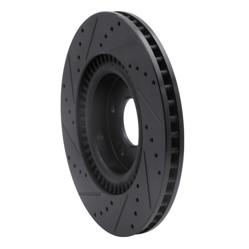 R1 11-25 Hyundai Tucson Front Right Drilled & Slotted Black Brake Rotor