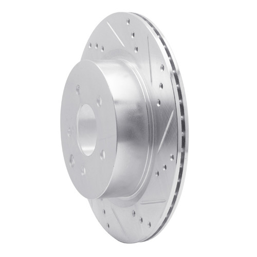 R1 2005-2025 Infiniti M35 Rear Right Drilled & Slotted Silver Brake Rotor