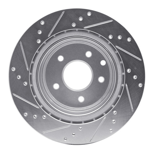 R1 2005-2025 Infiniti M35 Rear Right Drilled & Slotted Silver Brake Rotor