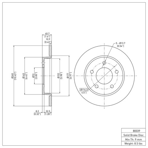 R1 2004-2013 Mazda 3 Rear Brake Rotor ERE-80039