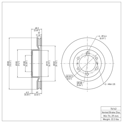 R1 2010-2024 Lexus GX460 Front Brake Rotor