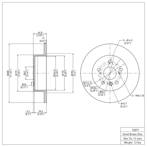 R1 2000-2004 Toyota AVALON Rear Brake Rotor