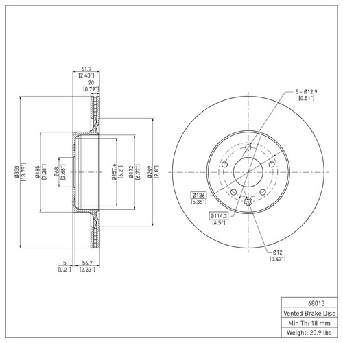 R1 2008-2025 Infiniti G37 Rear Brake Rotor