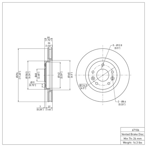 R1 2014-2023 Nissan Rogue Front Brake Rotor