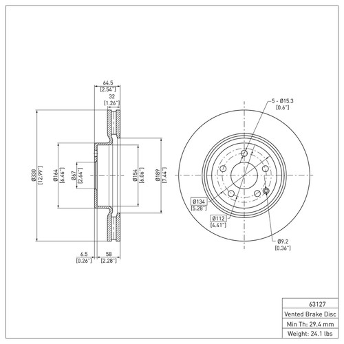 R1 2006-2015 Mercedes-Benz GLK280 (Mexico) Front Brake Rotor