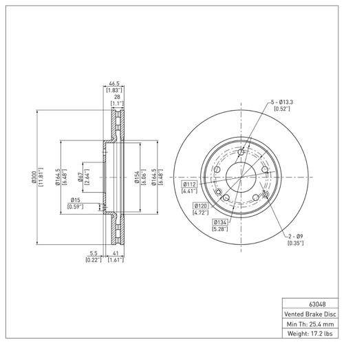 R1 1996-2011 Chrysler Crossfire Front Brake Rotor