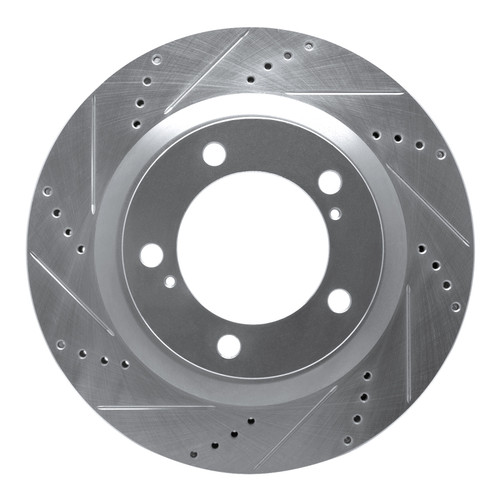 R1 2007-2022 Lexus LX570 Front Left Drilled & Slotted Silver Brake Rotor