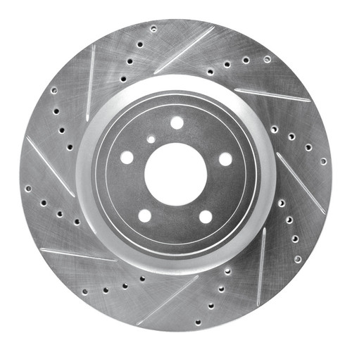 R1 2008-2025 Infiniti Q50 Front Left Drilled & Slotted Silver Brake Rotor