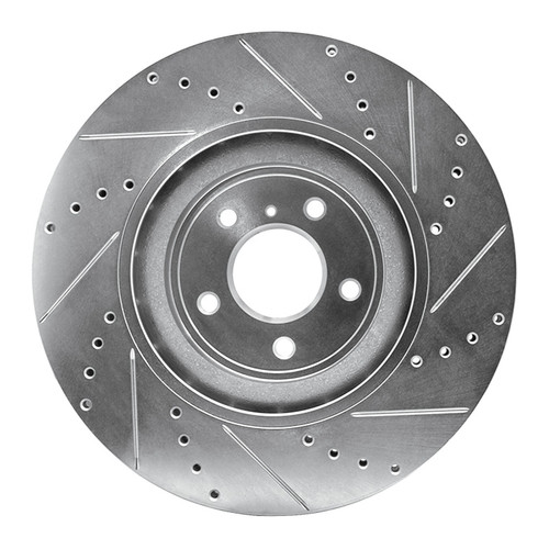 R1 2008-2025 Infiniti Q50 Front Left Drilled & Slotted Silver Brake Rotor