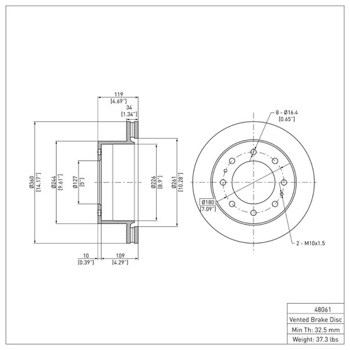 R1 2011-2025 Chevrolet Silverado 2500 HD/2500 HD Classic Rear Brake Rotor