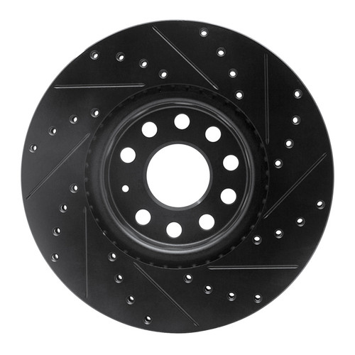 R1 2005-2025 Audi A3 Sportback E-Tron Front Left Drilled & Slotted Black Brake Rotor