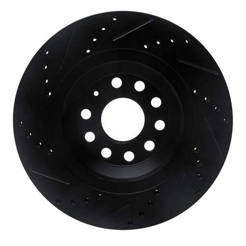 R1 2006-2025 Audi RS Q3 (Mexico) Rear Right Drilled & Slotted Black Brake Rotor