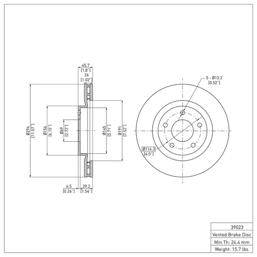 R1 2007-2025 Chrysler Sebring Front Brake Rotor