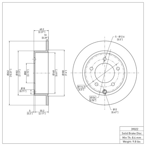R1 2007-2017 Chrysler 200 Rear Brake Rotor