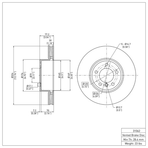 R1 2004-2010 BMW 528I Front Brake Rotor