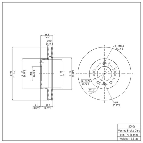 R1 1990-1997 Jaguar XJ6 Front Brake Rotor