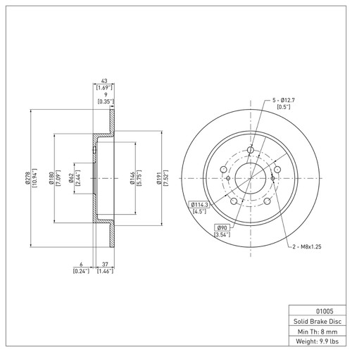 R1 2007-2014 Suzuki SX4 Rear Brake Rotor