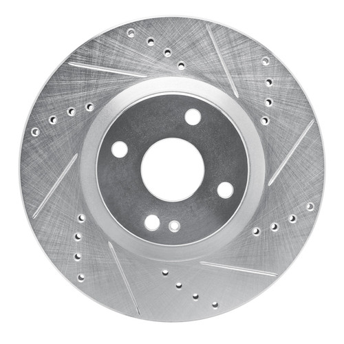 R1 2016-2025 Fiat 124 Spider Front Right Drilled & Slotted Silver Brake Rotor