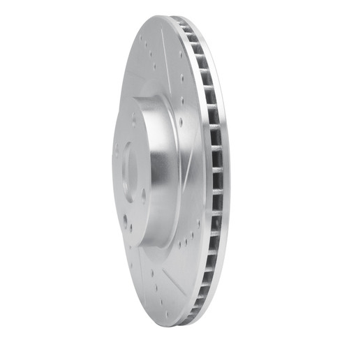 R1 2016-2025 Fiat 124 Spider Front Right Drilled & Slotted Silver Brake Rotor