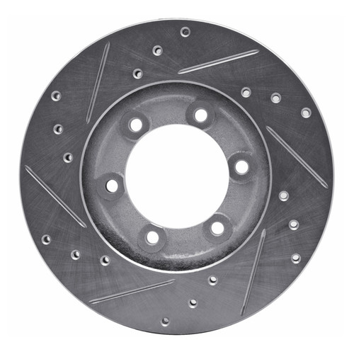 R1 1986-1993 Mazda B2200 Front Right Drilled & Slotted Silver Brake Rotor