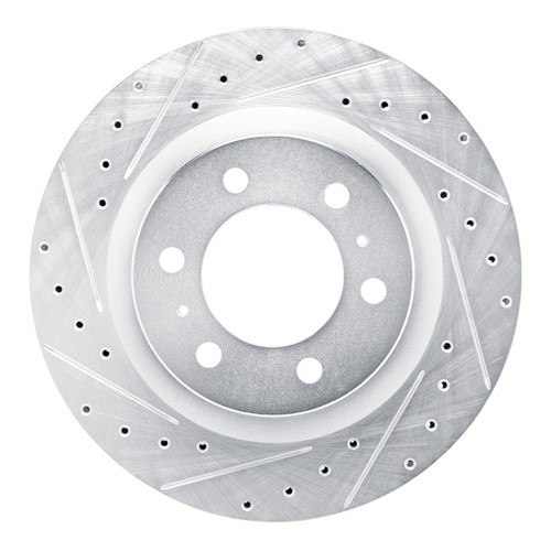 R1 2022-2025 Lexus GX550 Front Left Drilled & Slotted Silver Brake Rotor