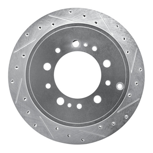 R1 2007-2022 Lexus LX570 Rear Right Drilled & Slotted Silver Brake Rotor