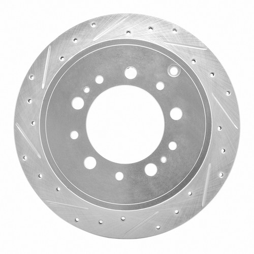 R1 2007-2022 Lexus LX570 Rear Left Drilled & Slotted Silver Brake Rotor