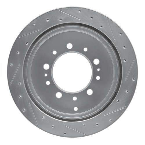 R1 2007-2022 Lexus LX570 Rear Left Drilled & Slotted Silver Brake Rotor