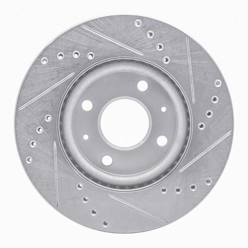 R1 1972-1982 Toyota Cressida Front Left Drilled & Slotted Silver Brake Rotor