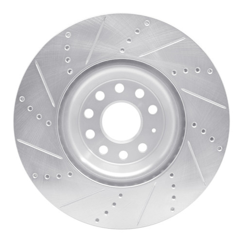 R1 2012-2025 Audi TTS Quattro Front Right Drilled & Slotted Silver Brake Rotor