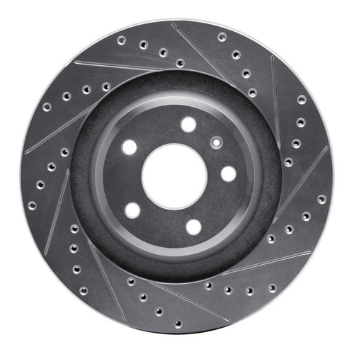 R1 2008-2025 Audi A6 Quattro Rear Right Drilled & Slotted Silver Brake Rotor