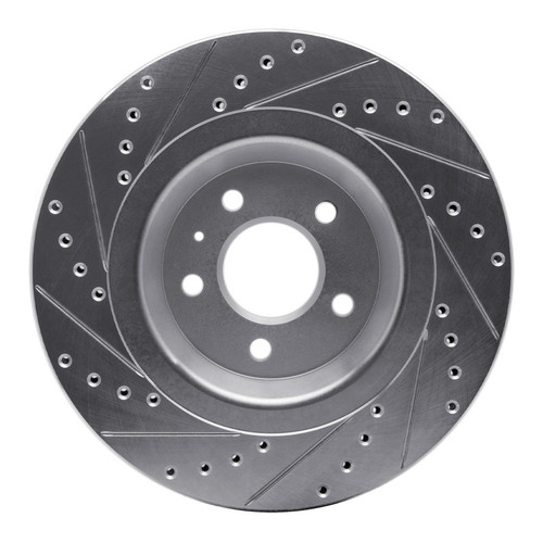 R1 2008-2025 Audi A6 Quattro Rear Right Drilled & Slotted Silver Brake Rotor
