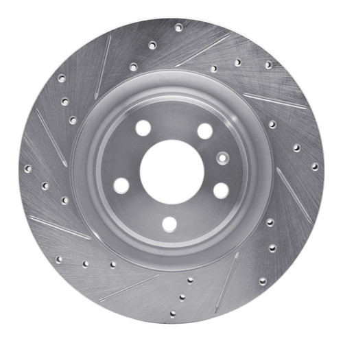 R1 2008-2025 Audi A7 Quattro Rear Left Drilled & Slotted Silver Brake Rotor