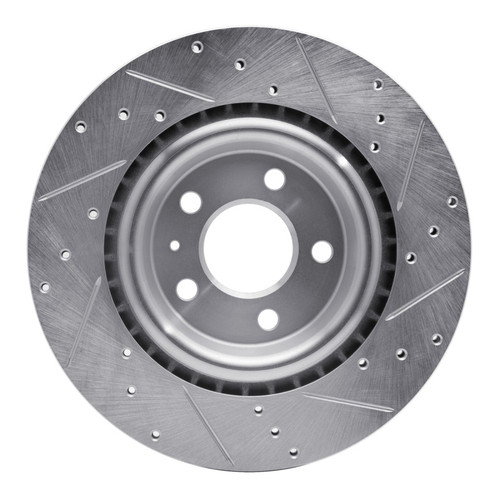 R1 2008-2025 Audi A7 Quattro Rear Left Drilled & Slotted Silver Brake Rotor