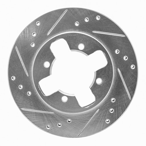 R1 1984-1986 Nissan 300ZX Front Left Drilled & Slotted Silver Brake Rotor