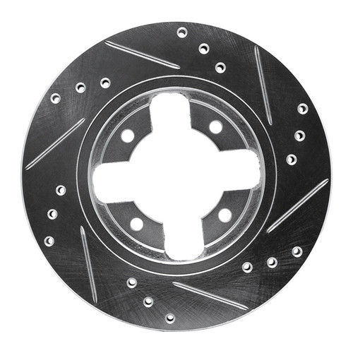 R1 1984-1986 Nissan 300ZX Front Left Drilled & Slotted Silver Brake Rotor