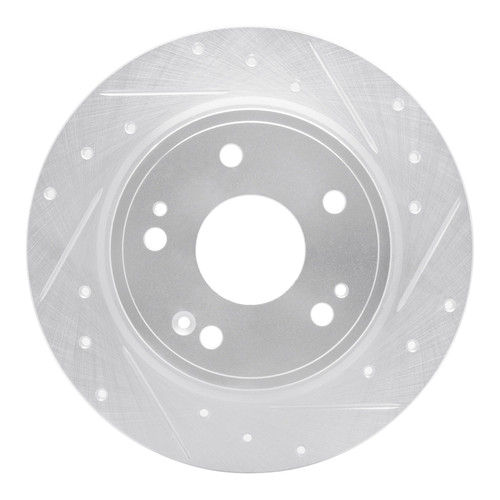 R1 2016-2025 Honda HR-V Rear Right Drilled & Slotted Silver Brake Rotor