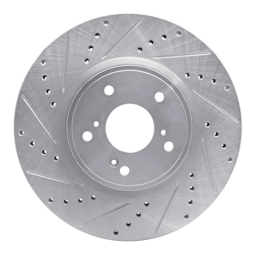 R1 2013-2025 Acura ADX Front Left Drilled & Slotted Silver Brake Rotor