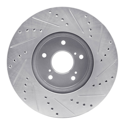 R1 2013-2025 Acura ADX Front Left Drilled & Slotted Silver Brake Rotor