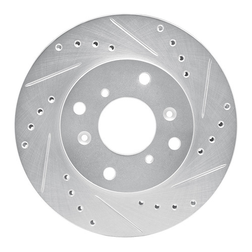 R1 1998-2002 Acura CL Front Right Drilled & Slotted Silver Brake Rotor